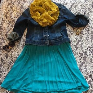 Turquoise Jessica Simpson Pleated Dress AS IS